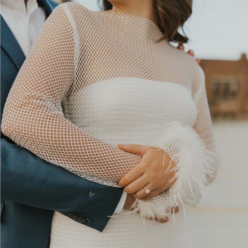 Rhinestone and feather mesh mini 12th Tribe Dress